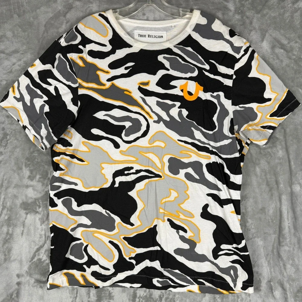 True Religion‎ Men's XXL Camo Graphic T-Shirt World Tour Fashion For The Senses